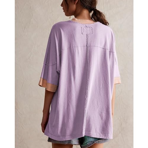 Songling Womens 3/4 Length Sleeve Casual Loose Fit Summer Tee Shirt Basics Cotton t Shirts Trendy Tops2