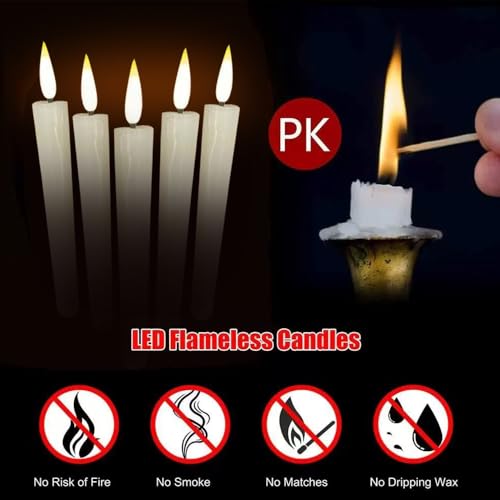 Velas LED cónicas sin llama pack de 24 luces cálidas parpadeantes a pilas para eventos 7