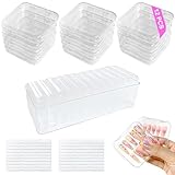 13 Pcs Clear Press On Nail Storage Box with Container, False Nail Case Organizer Press On Nail Packaging Box Nail Display Case with Double Sided Tape for Nail Art Home Salon Nail Business Supplies