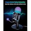 MRSDY Gaming Microphone, USB Computer Microphone for PC, Mac, PS4/5, Condenser Podcast Mic for Studio Recording, YouTube, Streaming, with Headphone Jack, Led Light, Mute, Gain, Noise Cancellation