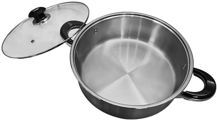 10-Quart Stainless Steel Dutch Oven Casserole Low Pot Stockpot with Lid, 12.5"