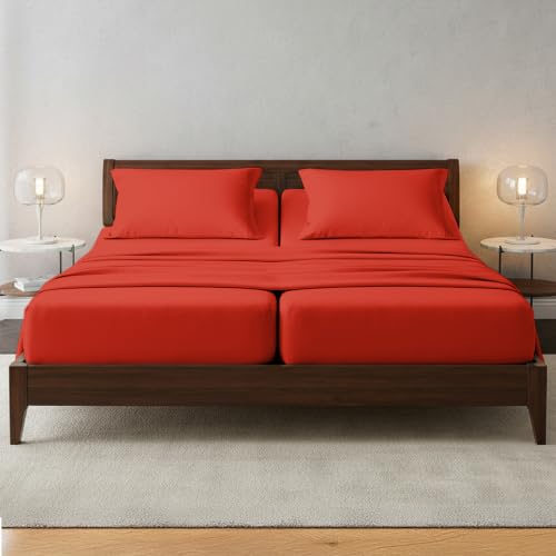 Image of Elegant Comfort Luxury 1500 Premium Hotel Quality Microfiber 5-Piece Sheet Set - Wrinkle Resistant, All Around Elastic Fitted Sheet, Deep Pocket up to 16 inch, Split King, Rust