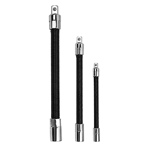 FTIHTRY 3-Piece Flexible Socket Extension Bar Set 1/2 1/4 3/8 Shaft Drive 10 8 6