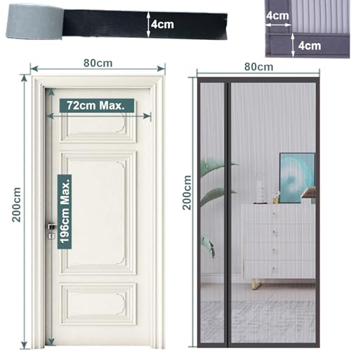 FLYAMAPIRIT Magnetic Fly Screen Door Curtain, Grey, Mosquito Repellent Net, Door Gate, Side Opening, Fly Curtain for Basement Door, Patio Door, Sliding Door, Balcony Door, Living Room, etc. - Image 4