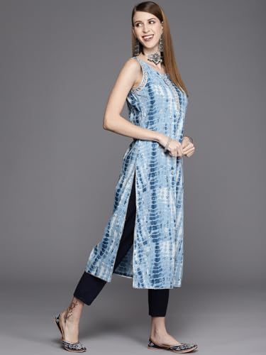 Image of Varanga Women Straight Printed Siver Laced Kurta