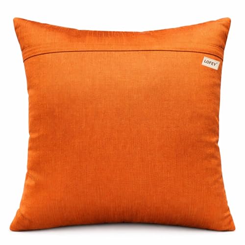 Image of LOFEY Dupion Silk Cushion Cover, 16 x 16 Inch (40 x 40 cm), Decorative Sofa Pillow Cover, Zipper Closure (2, Rust)