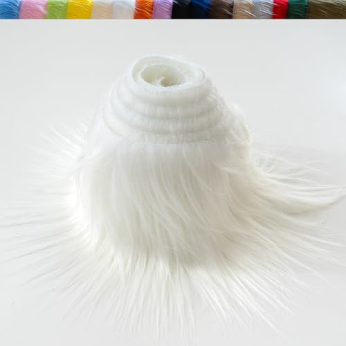 CNSUPMK Plush Faux Fur Fabric Precut Strips Fluffy Fuzzy Craft Furr for Crafts Gnomes Animal Costumes Cushions Decorations (White 2 * 62 inch)