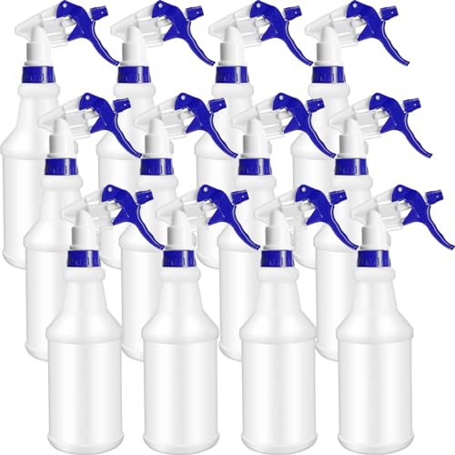 Eccliy 12 Pcs 16 Oz Plastic Spray Bottle, Adjustable Empty Reusable Sprayer for Cleaning, Planting, Water, Bathroom and Kitchen, BBQ, Commercial and Residential (Original,Dark Blue)