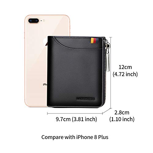 LAORENTOU Genuine Leather Wallets for Men, RFID Blocking, Multi Card Holder Slim Mens Wallet with Zipper Coin Purse, Bifold Wallet for Man, Boys, Teens2