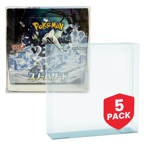 EVORETRO Display Case Storage Protector for Pokemon Japanese Booster Box – 5-Pack 0.5 mm Thick Plastic Display Case for Collectible Gaming Card Storage and Organization. Elevate Your Collection.