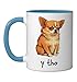 Chihuahua asks Y THO – Funny Cute Dog Meme Style Ceramic Mug, Blue/White