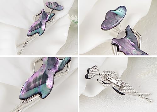 Image of Alilang Elegant Lady Women Dancer Brooch Silvery Tone Abalone Shell Lapel Pins & Pendant for Wedding Bridal
