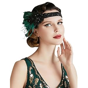 Coucoland Charleston Haarband voor dames, jaren 20, met veren in de stijl van de jaren ’20, Great Gatsby, accessoire voor carnaval