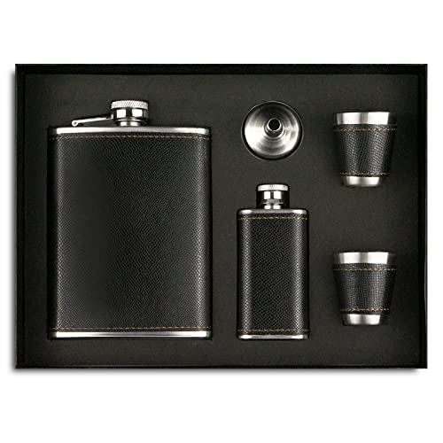 Petaca Set 260ML Acero Inoxidable Whisky Olla Mini Botella de Licor Upscale Portátil Alcohol Regalos (Negro)