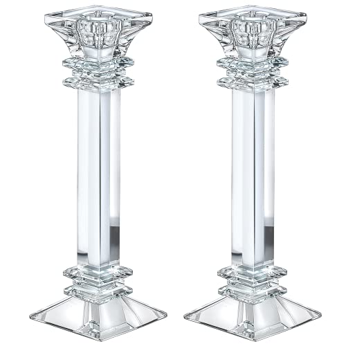 Crystal Candle Holders Set of 2 - 11.8" Tall Crystal Candlestick Holders - Ultra Elegant and Modern Centerpiece Home Décor - Thumbnail 2