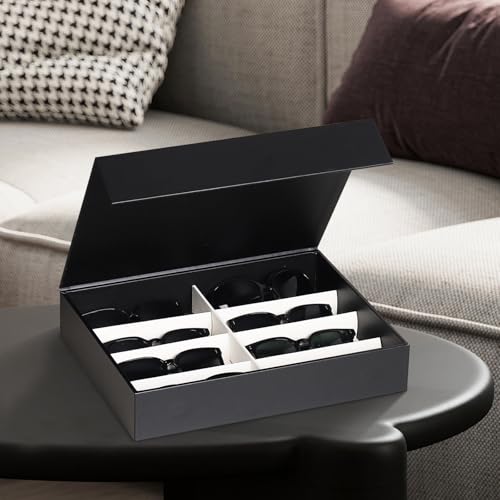 Image of AUTOARK Leather 8 Slot Sunglasses Organizer,Eyeglasses Holder for Men Women,Multiple Glasses Display Case,Black,MKAW051