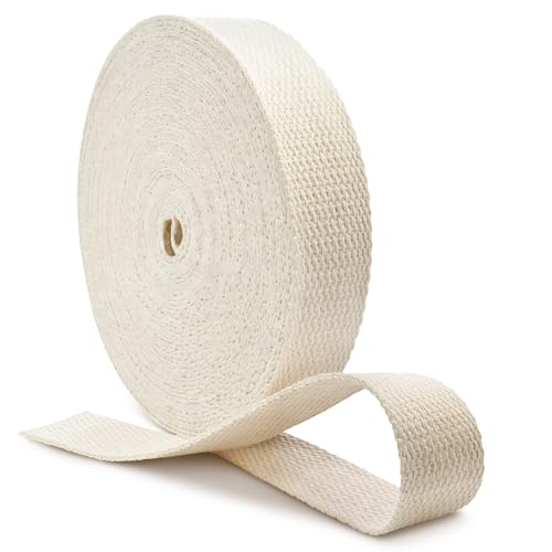ManTangSun Natural Cotton Webbing 1 Inch 12 Yards Cotton Webbing Straps for Bags Handles Seam Reinforcement Cloth Belt Cloth Tote Bag Straps Making (Natural)