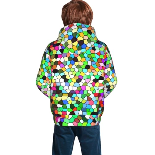 Colorful Tie Dye Stained Glass Kid Hoodies Boys Sweatshirts Girls Pullover with Pocket4