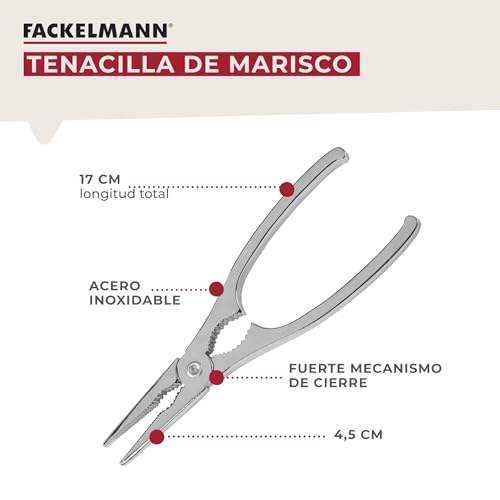 Miniatura 2 de Fackelmann Tenacilla De Marisco, Pinzas Marisco Para Abrir Cáscara De Marisco, Para Patas De Cangrejo, Langosta, Bogavante, Nécoras, Acero Inoxidable, 17x4.5cm, 1 Ud.