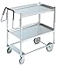 Vollrath Cart, 900 pound capacity with RAISED Lower Shelf, 1" square stainless steel tube frame, (2) 16 ga, stainless steel 23"x35" shelves & 3/4" exterior ht Handle with plastic coating, heli-arc welds, (2) 5" swivel casters with brakes (300#), (2) 8" casters (700#), 44"x35"x44-1/2", USA, 97202