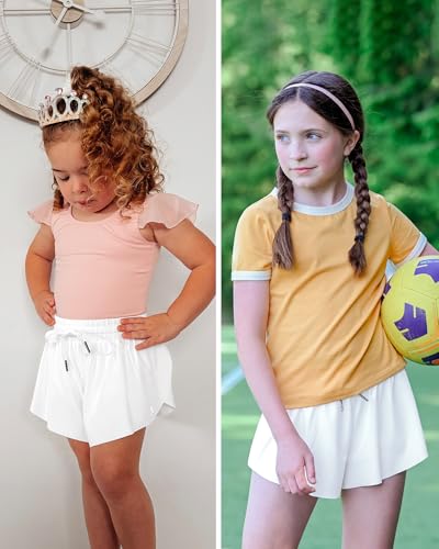 Image of Stelle Girls Flowy Shorts with Pockets Athletic Running Skirt High Waist Butterfly 2 in 1 Sports Short 5-16 Years