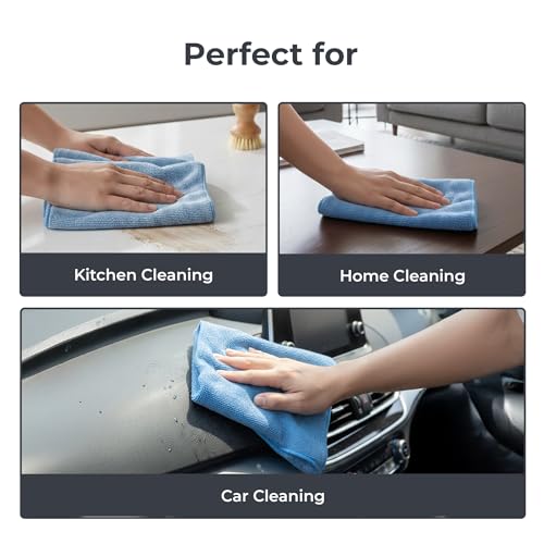 Image of HomeEssentials Microfiber Cleaning Cloths (10-Pack) - Ultra Absorbent, Quick-Dry Cleaning Towels for Kitchen, Car, and Windows - Lint-Free & Scratch-Free Washcloths