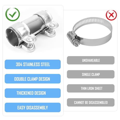 Auspuffschelle 45mm Edelstahl Doppelschelle Auspuffschelle Rohrverbinder, Universal Korrosionsbeständig Auspuffrohrklemme für Auspuffrohr mit 45 mm Durchmesser
