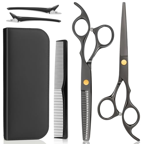 WFOEJEJ Professional Hair Cutting Scissors Shears Kit - Stainless Steel Hairdressing Scissors for Barber, Salon, and Home Use