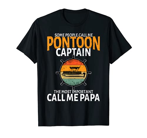 Divertido Papa Pontón Capitán Vintage Paseos Padres Pontooning Camiseta