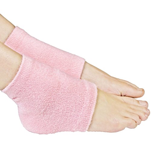 Tinksky GEL Heel Socks for Dry Hard Cracked Skin Moisturising Open Toe Comfy Recovery Socks,Spa Vented Moisturising (Pink)