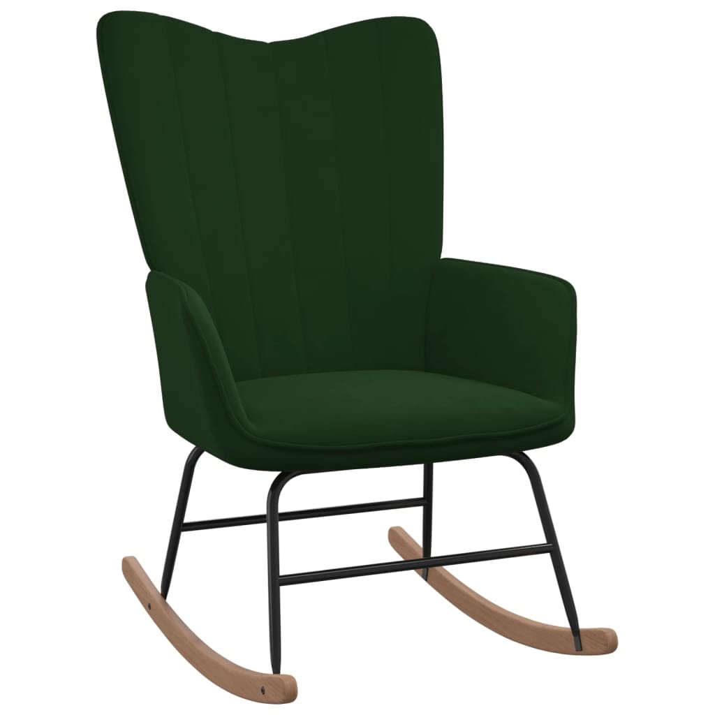 Silla mecedora verde oscuro de terciopelo, mecedora de interior, sillón balancín rocking sofa apto para salón, dormitorio, balcón