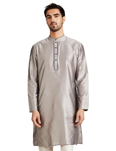 Image of Amazon Brand - Symbol Men Festive Solid Long Kurta (Regular Fit)