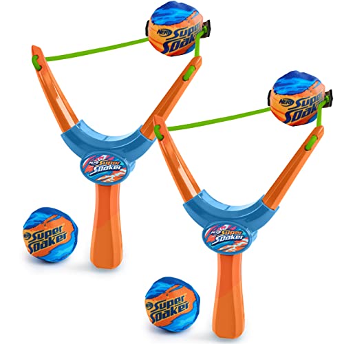 Nerf Super Soaker Storm Ball Sling and Soak – 2-Pack Slingshots Come with 4 Reusable Water Balls