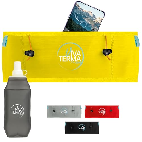 Viva Terma Cinturon Running + Soft Flask 500ml, Riñonera Running Mujer, Cinturon Running Hombre, para Correr, Trail Running y Senderismo (Amarillo, L/XL)