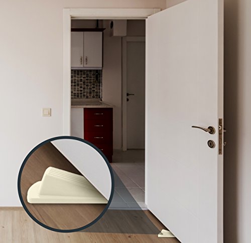 Rubber Door Stoppers For Bottom Of Door - Security Wedge Door Stops For Concrete, Tile And Carpet Floors - Heavy Duty (4 Pack, White) #TOP5