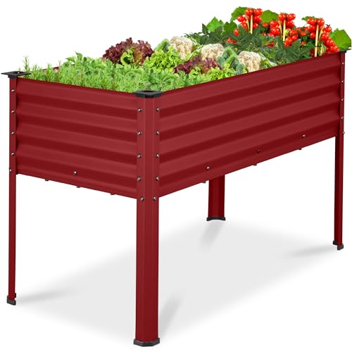 Best Choice Products 48x24x30in Galvanized Raised Garden Bed, Metal Elevated Planter Box, Vegetable Garden for Backyard, Patio, Balcony - Royal Red
