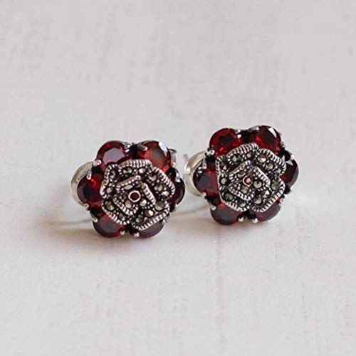 Boucles d'oreilles S925 et grenat rouge pour l'élégance quotidienne des filles