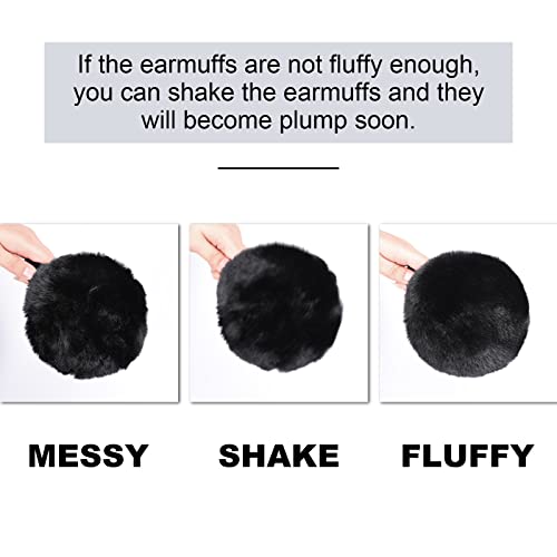 Surblue Unisex Foldable Earmuffs Warm Faux Furry Fleece Winter Outdoor, Black #TOP5