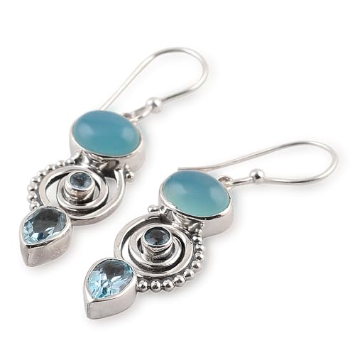 NOVICA Artisan Handcrafted Blue Chalcedony | Sterling Silver Birthstone | Dangle For Women | Sentimental For Women | Topaz Birthstone Earrings4