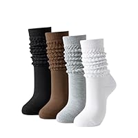 Candsliky Slouch Socks for Women - Thigh High Boot Style, Soft Chunky Knit Scrunch, Extra Long Winter Knee High Length (Black,Grey,White,Coffee)