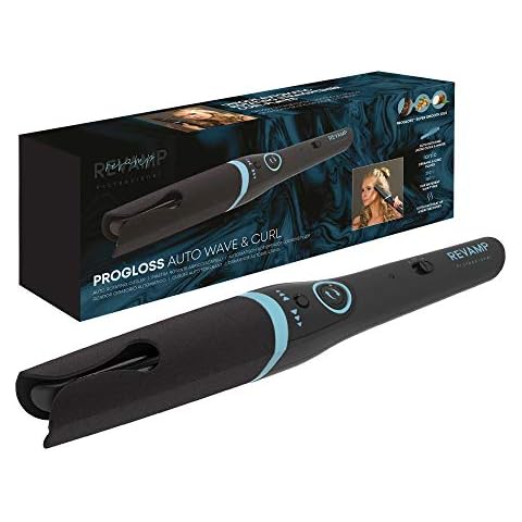 REVAMP Progloss Auto Wave and Curl - Unique Automatic Rotating Hair Straightener Curling Tool, For Loose or Tight Curls with Audible Beep for Duration, Super Smooth Oil Infused Ceramic Plates Cover