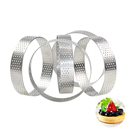 Lazycloud Circular Stainless Steel Tart Ring Tower Pie Cake Mould Baking Tools Perforated Cake Mousse Ring #TOP3