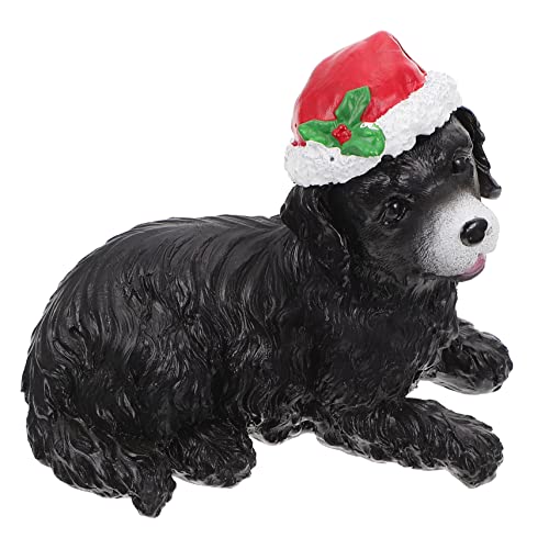 NUOLUX 1個 サンタ帽子の犬の飾り 子犬のおもちゃ ダックスフンド 犬のもの 犬の誕生日 ペット 繁殖 クリスマスオーナメント クリスマスツリー クリスマスの帽子 動物 Black 樹脂