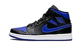 Sportschuhe Nike Herren Air Jordan 1 Mid Basketballschuh, Black Hyper Royal White, 44 EU