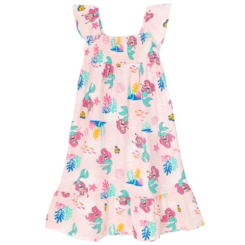 Disney Minnie Mouse Little Mermaid Princess Ariel Floral Girls Midi Dress Toddler to Big Kid