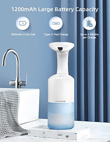 Ankrs Soap Dispenser, 8Oz /240Ml Automatic Foaming Soap Dispenser With 3-Level Adjustable Foam, Touchless Rechargeable Dish Soap Dispenser For Kitchen, Bathroom Countertop And Commercial #TOP4