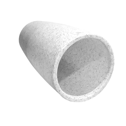 Image of Harshdeep Roto Planter - Venice - Indoor Outdoor Home Balcony Garden Decorative Round Durable Light Weight Stone Finish Plant Pot Dia 11 Inch Height 22 Inch (White Stone)