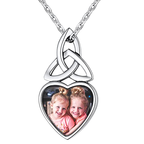 Collier Femme Photo Personnalisé Argent Pendentif Coeur Infini Gravé Prénom