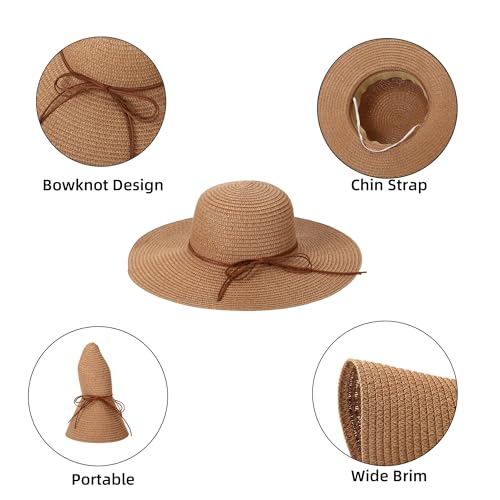 Sombrero de paja con ala ancha para mujer miniatura 4