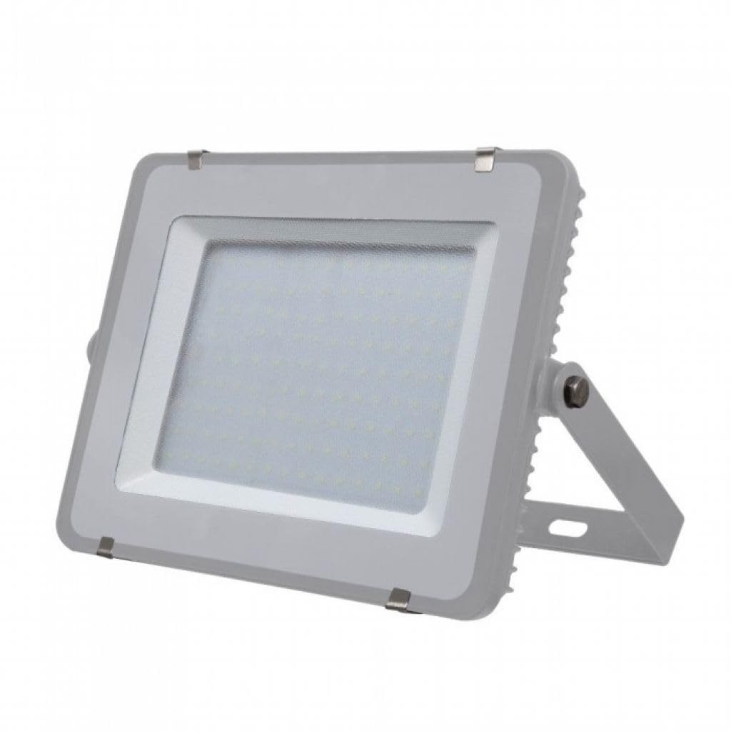V-TAC 150 Waterproof Outdoor Security LED Floodlight with Samsung LED 1-metre wire Grey Body Grey Glass IP65 6400K White 12000 lumens [Energy Class A+] [Energy Class F]